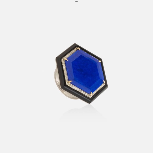 Source Unknown Jewelry - Luxurious Lapis Lazuli, Black Onyx, and Diamond Statement Ring
